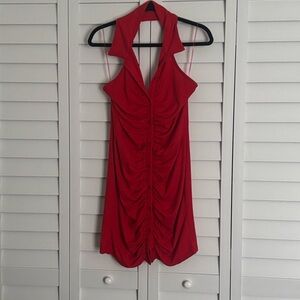 RAINBOW ruched halter dress